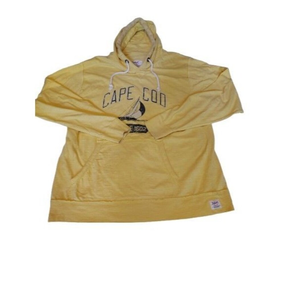 Cuffy's of Cape Cod Yellow Sailboat Hoodie Sweatshirt Size XL 100% Cotton